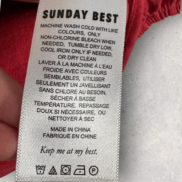 Aritzia Red Puff‎ Sleeve Tie Front Crop Top Womens Size Medium Sunday Best 77868 - Picture 11 of 15